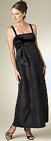 Black floor length maternity gown.
