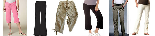 Long and cropped maternity pants.